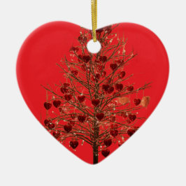 Beautiful Faded Flowers on a Valentines Day Tree C Keramisch Ornament