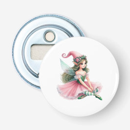 Beautiful Fairy Gnome with Striped Tights Women's Button Flesopener