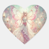 Beautiful Fairy in Garden Hart Sticker (Voorkant)
