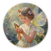 Beautiful Fairy with Butterfly| Fairytale Keramische Knop (Voorkant)