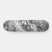Beautiful Fantasy Gray Scale Lion & Florals  Skateboard (Horizontaal)