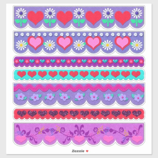 Beautiful Felt Style Valentine's Day Borders Sticker (Vel)