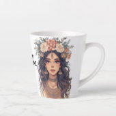 Beautiful Floral Anime Girl – Soft Pastel Aesthe Latte Mok (Rechts)