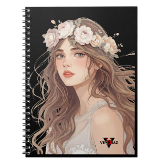 Beautiful Floral Anime Girl – Soft Pastel Aesthe Notitieboek