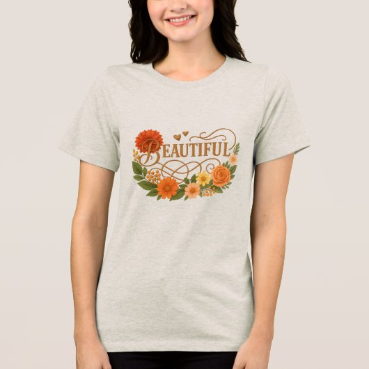 Beautiful Floral Art | Positive Embroidered tshirt (Voorkant)
