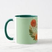 Beautiful Floral Coffee Mug Elegant Gold & Orange (Gauche)