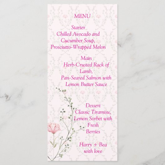 Beautiful Floral  Menu (Achterkant)