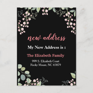 Beautiful Floral New Address Moving Announcement Aankondigingskaart