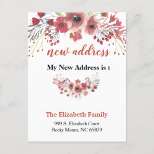 Beautiful Floral New Address Moving Announcement Aankondigingskaart