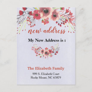 Beautiful Floral New Address Moving Announcement Aankondigingskaart