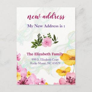 Beautiful Floral New Address Moving Announcement Aankondigingskaart