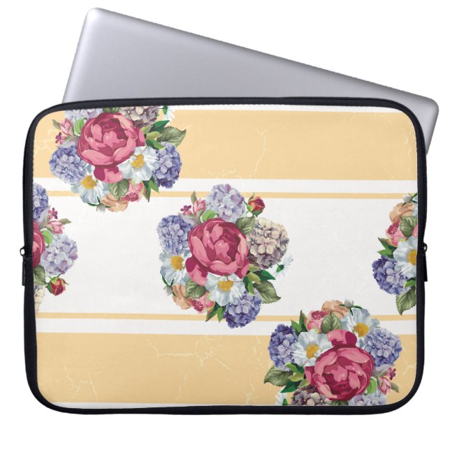 Beautiful floral seamless pattern with hydrangea p laptop sleeve (Voorkant)