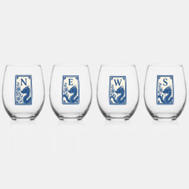 Beautiful Flow Blue Style Mahjong Wine Glasses Wijnglas Zonder Voet