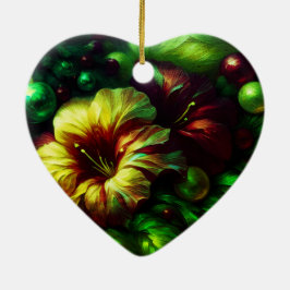 Beautiful Flowers on a Valentines Day Tree  Keramisch Ornament