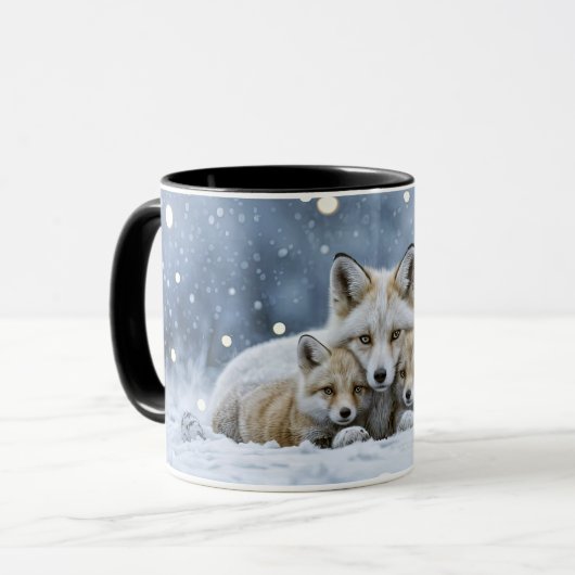 Beautiful Foxes in Snow Coffee Cup or Mug Mok (Voorkant links)