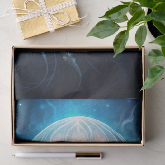 Beautiful Giant Blue Ocean Jelly Fish Decoupage Tissuepapier (Geschenk)