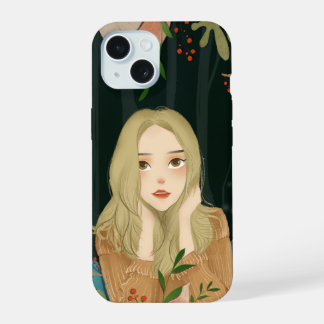 Beautiful Girl Illustration Phone Case iPhone 15 Hoesje