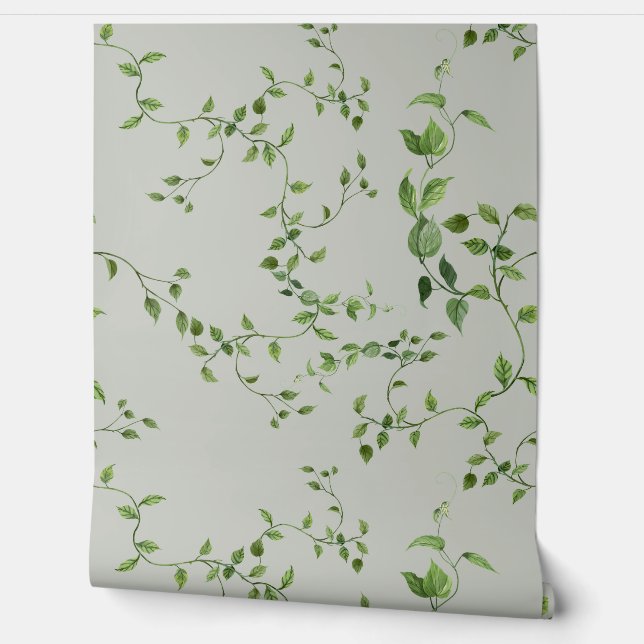 Beautiful Green Vines on  Green  Behang (Afrollen)