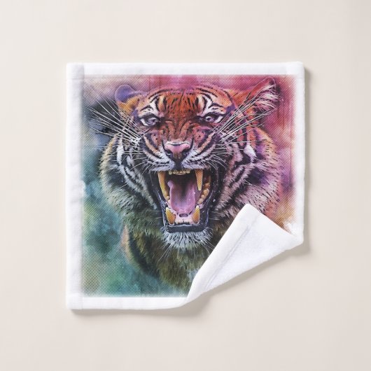 Beautiful Growling Bengal Tiger Face Photo (Gant de toilette)