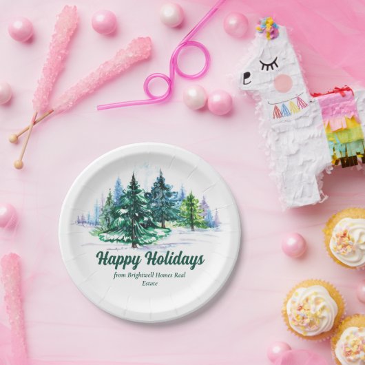 Beautiful Happy Holidays Custom Christmas Party Papieren Bordje (Feest)