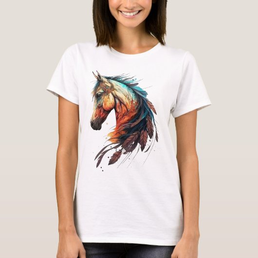 Beautiful Horse with Feathers T-shirt (Voorkant)