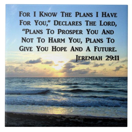 BEAUTIFUL JEREMIAH 29:11 BLAUWE HUIDEN TEGELTJE (Voorkant)