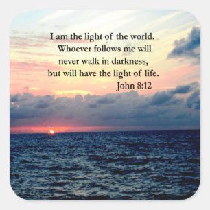 BEAUTIFUL JOHN 8:12 SUNRISE FOTO VIERKANTE STICKER