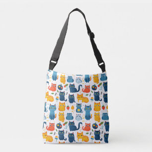 Beautiful kawaii cats, playing with toys white ba crossbody tas