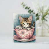 Beautiful kitten in a teacup  briefkaart (Staand voorkant)