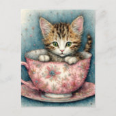 Beautiful kitten in a teacup  briefkaart (Voorkant)