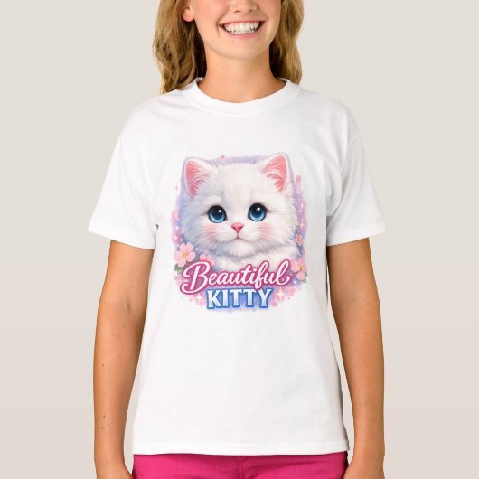 Beautiful Kitty Cute Cat Kids T-Shirt (Devant)
