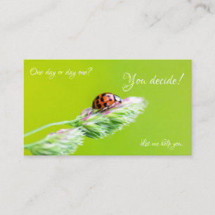 Beautiful ladybug with positive motivational quote visitekaartje