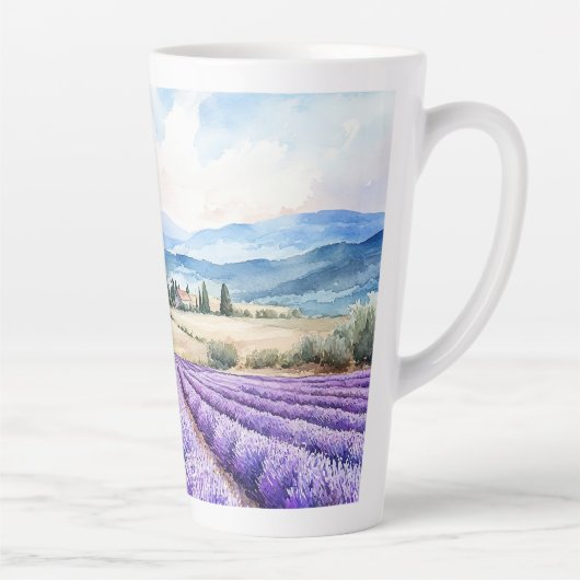 Beautiful lavender fields art latte mok (Rechts)