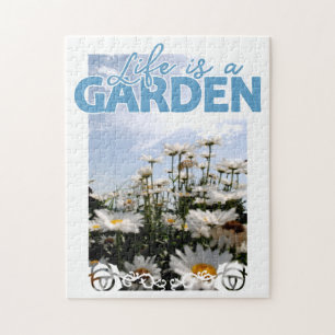Beautiful Life is een Tuin Quote Sky Blue Daisies Legpuzzel