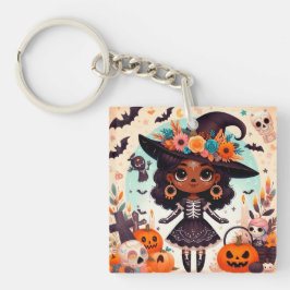 Beautiful little witch halloween party sleutelhanger