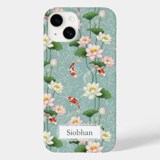 Beautiful Lotus and Koi fish Zen Art Personalized Case-Mate iPhone Case (Achterkant)