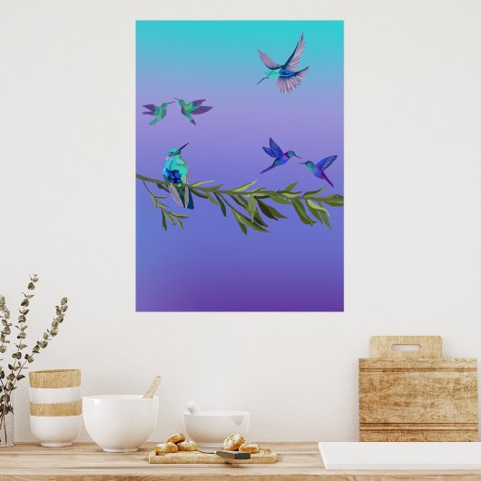 Beautiful love birds wall art poster (Keuken)