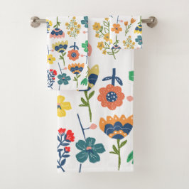 Beautiful lovely floral Cute colors Pink Yellow   Bad Handdoek