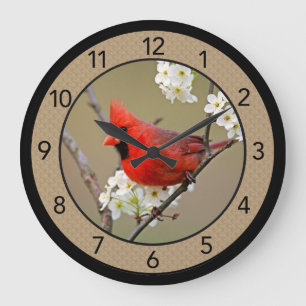 Beautiful Male Cardinal Large Clock Grote Klok