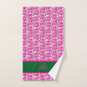 Beautiful Modern Hot Pink Magenta Roses Monogram  (Serviette à main)