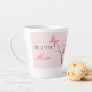 Beautiful Mom Mug with Butterfly and Flower Latte Mok