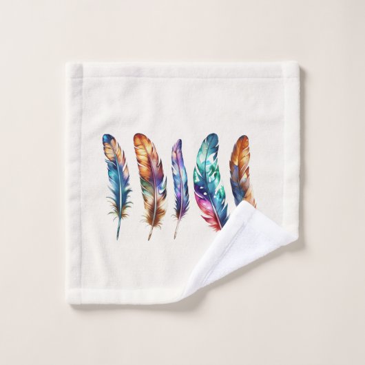Beautiful Multicolor Boho Feathers - Graphic Art (Gant de toilette)