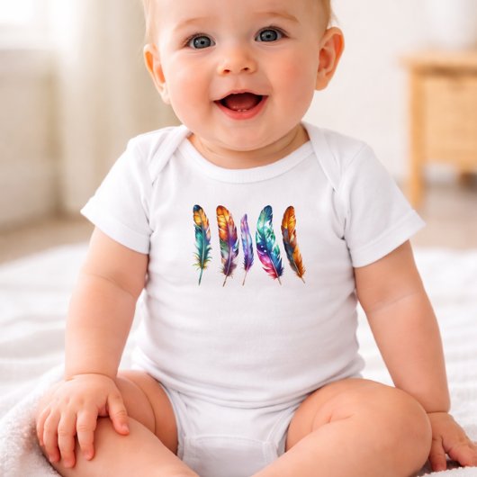 Beautiful Multicolor Boho Feathers - Graphic Art Romper