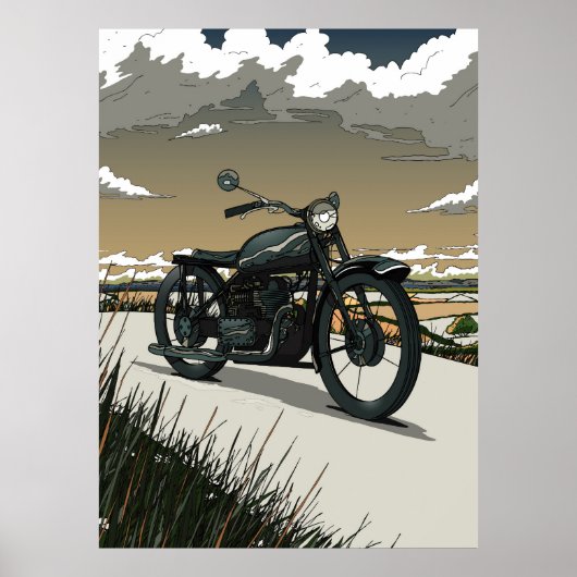 Beautiful Old Vintage Motorcycle Poster (Voorkant)