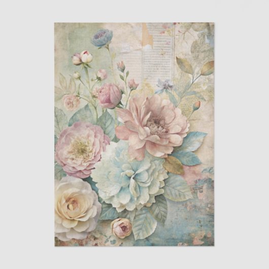 Beautiful Pale Peonies on Distressed Background Tissuepapier (Voorkant)