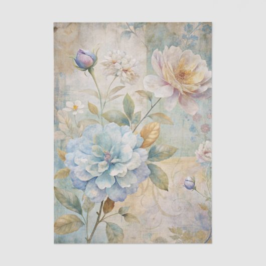 Beautiful Pastel Peonies on a Collage Background Tissuepapier (Voorkant)