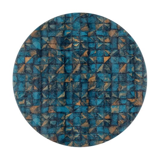 Beautiful Patchwork "Look" in Dark Teal Snijplank (Voorkant)