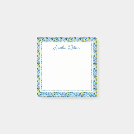 Beautiful Pattern of Vibrant Lemons Personalized Post-it® Notes (Voorkant)