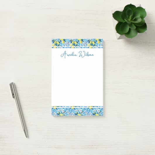 Beautiful Pattern of Vibrant Lemons Personalized Post-it® Notes (Kantoor)