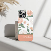 Beautiful Peach Floral Personalized Name Case-Mate iPhone Case